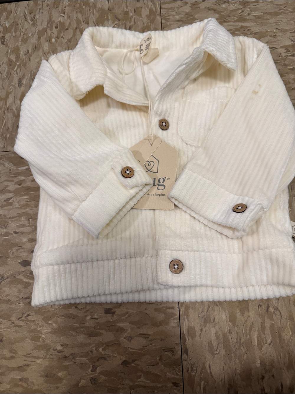 Kids Button-Front Corduroy Shirt Jacket in Cream